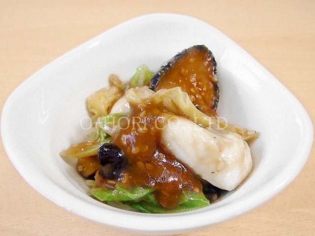 揚げ茄子とサラダチキンの味噌和え