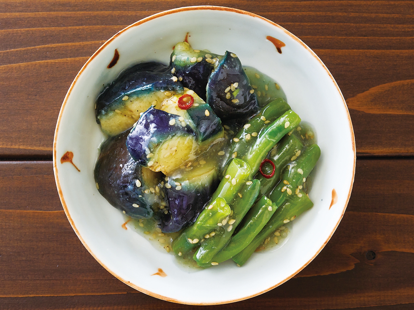 Oh ! ばんざい 揚げ茄子といんげんの生姜あん